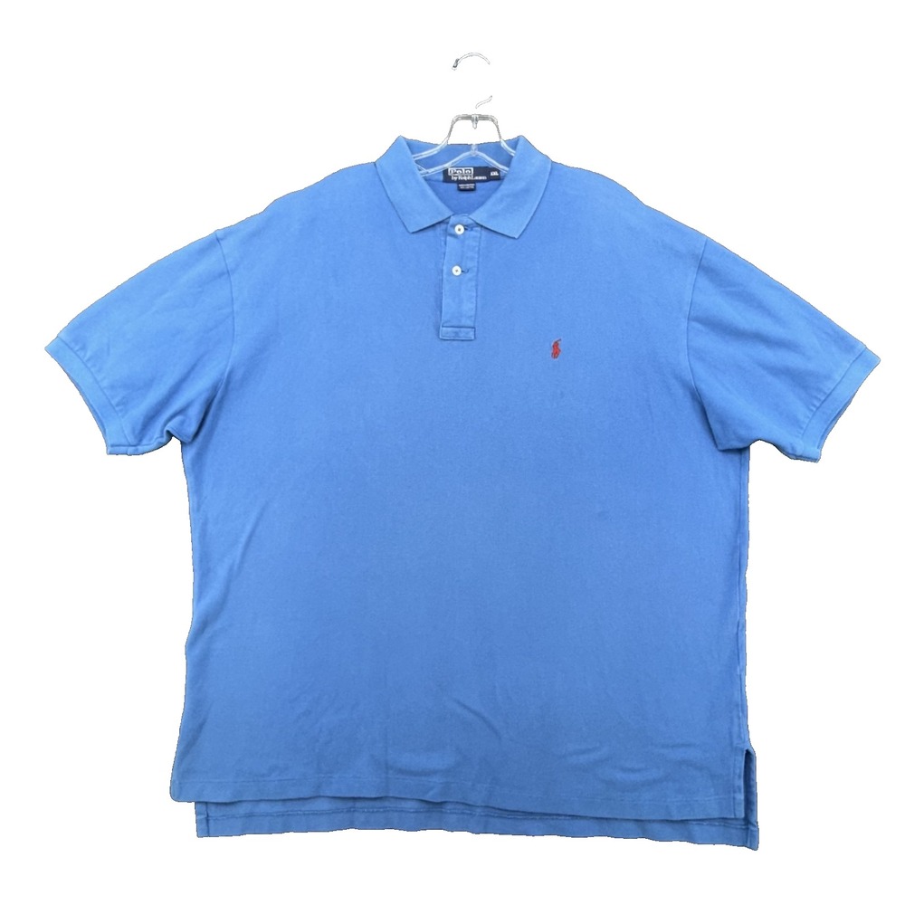 Polo Ralph Lauren Mens XXL Blue Mesh Pique Classic Fit Pony Logo Polo Shirt